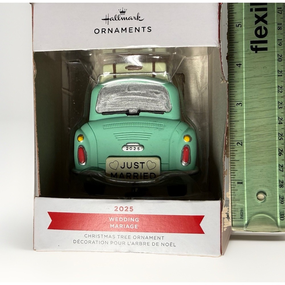 Hallmark 2025 Christmas Hanging Ornament - Just Married, Wedding Mint Green
